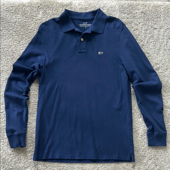 Men’s Vineyard Vines Navy Pique Long Sleeve Shirt - Picture 1 of 5